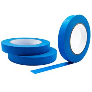 blue masking tape 3/4 inch,multi-surface painters tape 0.71’’ x 55yd,3 rolls(165 total yards),general purpose blue paper tape for artist, crafts, labeling,painting,drafting
