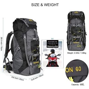 NACATIN Hiking Backpack, 60L Lightweight Large Rucksack for Men Women, Tear and Water-resistant Ideal for Climbing Mountaineering Fishing Travel Cycling