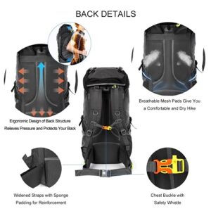 NACATIN Hiking Backpack, 60L Lightweight Large Rucksack for Men Women, Tear and Water-resistant Ideal for Climbing Mountaineering Fishing Travel Cycling