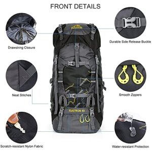 NACATIN Hiking Backpack, 60L Lightweight Large Rucksack for Men Women, Tear and Water-resistant Ideal for Climbing Mountaineering Fishing Travel Cycling