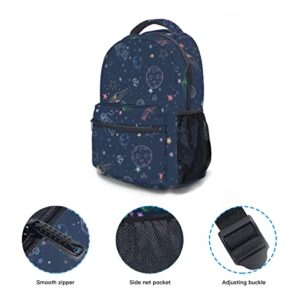 Colorful Space Star Galaxy Planet and Astronaut Holiday Leisure 17 Inch Work Backpack, Lightweight Travel Outdoor School And College Bookbag for Men and Women Teen Gifts