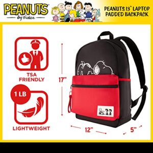 Concept One Peanuts 13 Inch Sleeve Backpack, Snoopy, Charlie Brown and Woodstock Padded Computer Bag for Commute or Travel, Multi