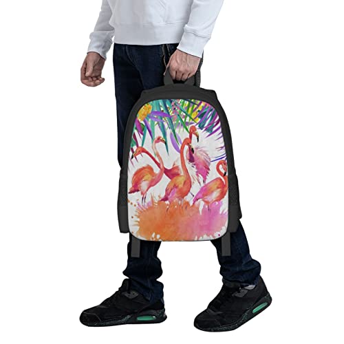 Tropical Flowers Leaves Flamingo Casual Backpack School Bag Laptop Travel Backpack for Men Women