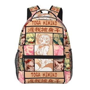 my comics hero cartoon academia himiko toga backpack, polyester anime shoulders backpacks, casual bag, custom day pack