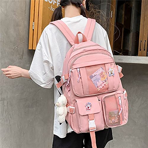 Cute Backpack Kawaii School Supplies Laptop Bookbag, Back to School and Off to College Accessories (Pink)