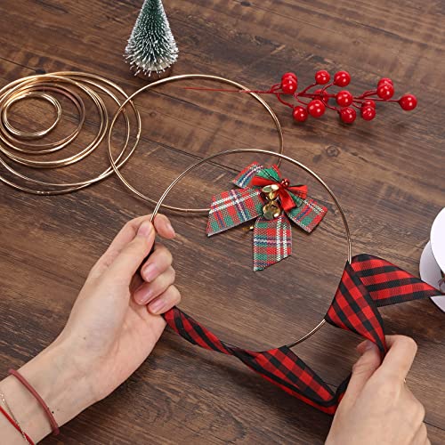 BigOtters Dream Catcher Rings, 10PCS Wreath Macrame Rings Gold Metal Floral Hoops for Making Wedding Wreath Decor Wall Hanging Crafts, 5 Sizes