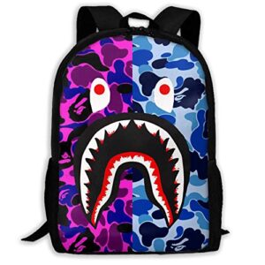 s-h-a-r-k pattern blood backpack for travel laptop daypack 3d print bag for men