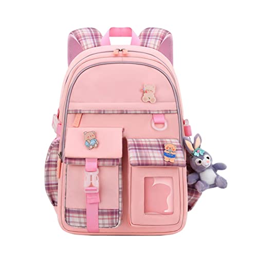 ZTGD Kawaii Backpack with Kawaii Rabbit Pin and Accessories Cute Kawaii Backpack for School Bag Kawaii Girl Backpack Cute Pink