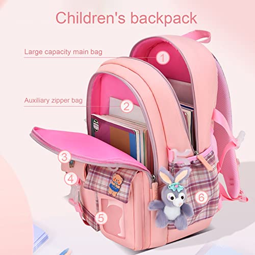 ZTGD Kawaii Backpack with Kawaii Rabbit Pin and Accessories Cute Kawaii Backpack for School Bag Kawaii Girl Backpack Cute Pink