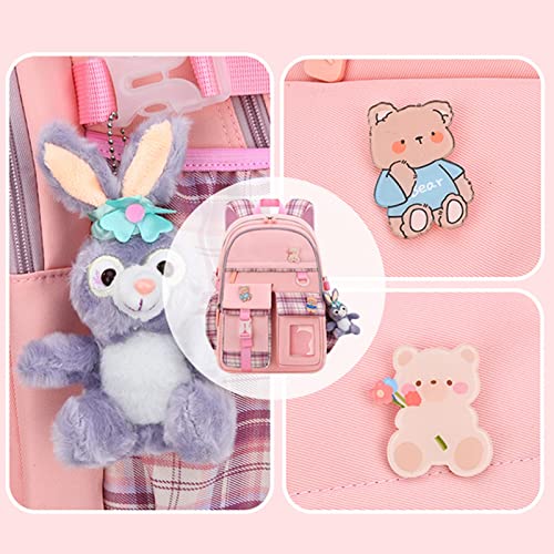 ZTGD Kawaii Backpack with Kawaii Rabbit Pin and Accessories Cute Kawaii Backpack for School Bag Kawaii Girl Backpack Cute Pink