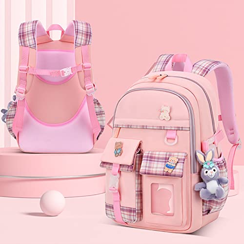 ZTGD Kawaii Backpack with Kawaii Rabbit Pin and Accessories Cute Kawaii Backpack for School Bag Kawaii Girl Backpack Cute Pink