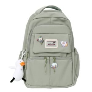 rrrwei kawaii backpack with kawaii pin and accessories cute backpack school backpack for teens girls aesthetic backpack (green)