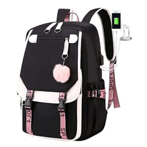 hxuanyu high capacity waterproof girl backpack – fashionable girl school backpack adjustable shoulder strap backpack, laptop backpack with usb charging port and headset port