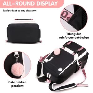 HXUANYU High capacity waterproof girl backpack - fashionable girl school backpack adjustable shoulder strap backpack, laptop backpack with Usb charging port and headset port