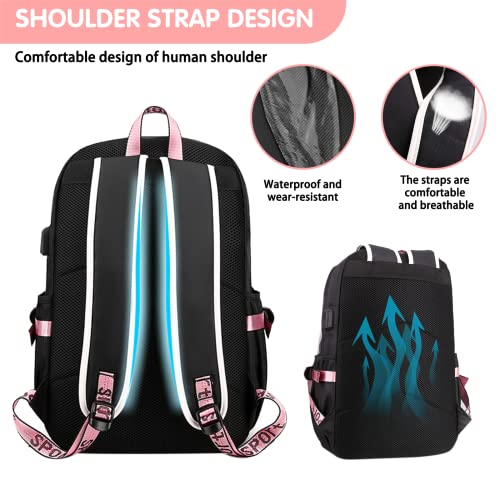 HXUANYU High capacity waterproof girl backpack - fashionable girl school backpack adjustable shoulder strap backpack, laptop backpack with Usb charging port and headset port