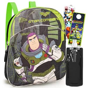 Toy Story Mini Backpack - Bundle with 11 Inch Lightyear Mini Backpack, Water Pouch, Toy Story Bookmark, More - Lightyear Preschool Backpack Boys Girls Toddler