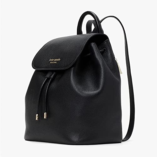 Kate Spade New York Sinch Pebbled Leather Medium Flap Backpack Black One Size