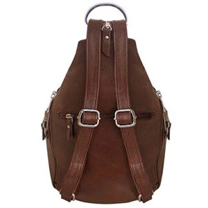 Roma Leathers Concealment Backpack - Premium Brown Cowhide Leather - Dual Entry Gun Compartment - YKK Locks - Metal Zippers - Convertible Straps - Multi Pocket Shoulder Bag - Designed in the U.S.A.