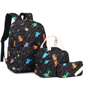 dinosaur girls school backpack for kids teens, elementary middle school backpacks bookbag set with lunch bag pencil case