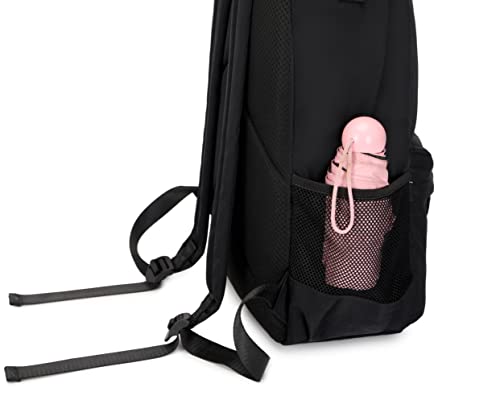 Joymoze Women Fashion Lightweight Laptop Backpack Big Student Backpack Black