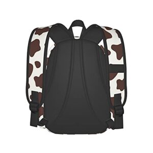 KiuLoam 17 Inch Backpack Brown And White Cow Print Laptop Backpack Shoulder Bag School Bookbag Casual Daypack