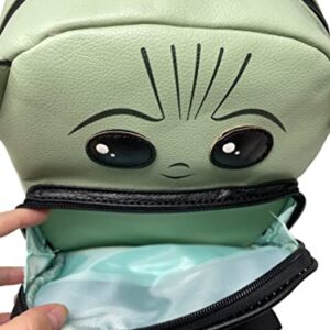 U.P.D., Inc. Star Wars The Child with Yoda Ears Mini Deluxe Backpack - Leather Bag with Front Pocket and Keychain, Perfect Backpack for Teens and Kids - 10 Inch