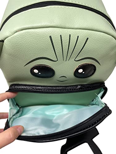U.P.D., Inc. Star Wars The Child with Yoda Ears Mini Deluxe Backpack - Leather Bag with Front Pocket and Keychain, Perfect Backpack for Teens and Kids - 10 Inch