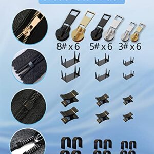 Zipper Repair Kit, Upgraded Zipper Replacement Slider Kit (99 PCS), Include Zipper Pull Replacement, Instant Zipper Plier, Easy Install, Zipper Fix Kit for Jacket Backpack Luggage (3 Sizes: #3, 5, 8)