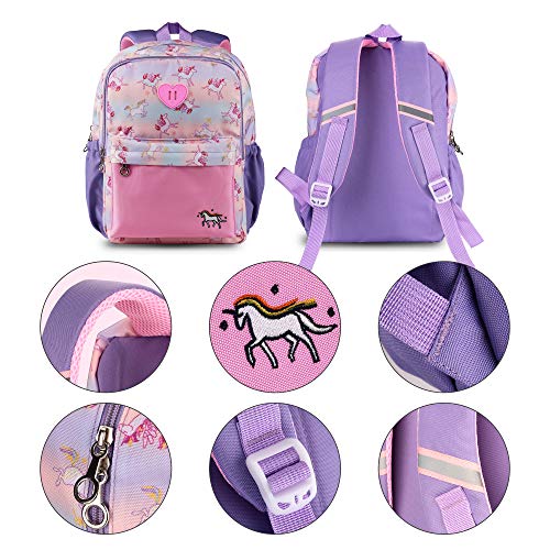 Sarhlio Kids Backpack 14” for Boys and Girls The Right Size Light Weight 600 Denier Polyester Water Resistant with Unicorn for Preschool Kindergarten Early Elementary School Pink(KP14A1)