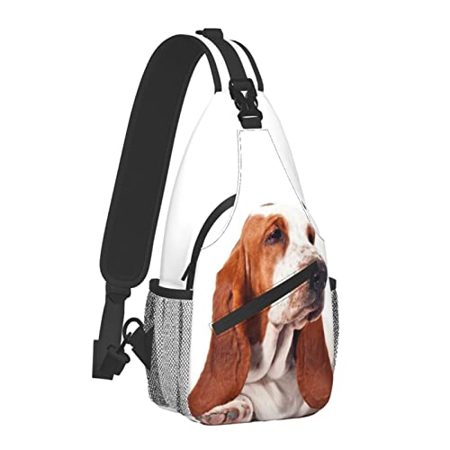 Hicyyu Basset Hound Dog Outdoor Crossbody Shoulder Bag For Unisex Young Adult Hiking Sling Backpack