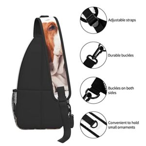 Hicyyu Basset Hound Dog Outdoor Crossbody Shoulder Bag For Unisex Young Adult Hiking Sling Backpack