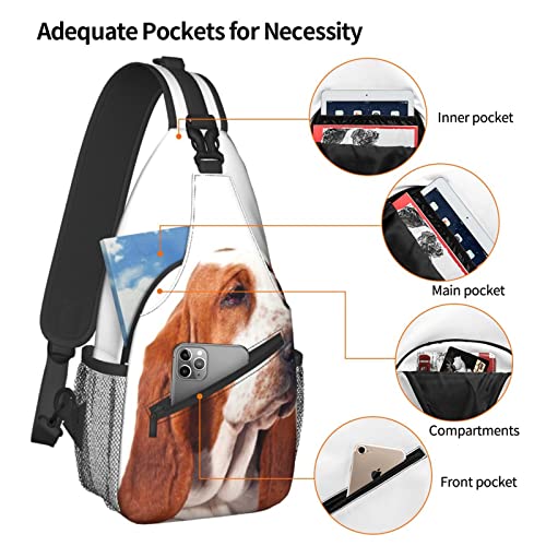 Hicyyu Basset Hound Dog Outdoor Crossbody Shoulder Bag For Unisex Young Adult Hiking Sling Backpack