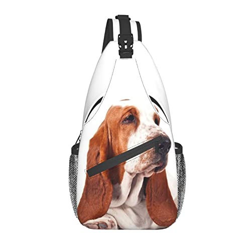 Hicyyu Basset Hound Dog Outdoor Crossbody Shoulder Bag For Unisex Young Adult Hiking Sling Backpack