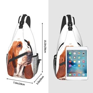 Hicyyu Basset Hound Dog Outdoor Crossbody Shoulder Bag For Unisex Young Adult Hiking Sling Backpack