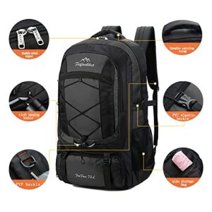 RaoRanDang Hiking Backpack Waterproof Lightweight Durable 75L Large Capacity Travel Backpack Suitable for Hiking, Mountaineering, Camping, Fishing...