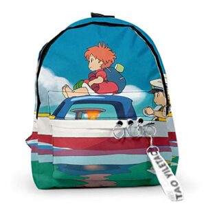 wanhongyue gake no ue no ponyo anime 3d printing backpack rucksack school bags daypack casual bag for girls and boys / 6 one size