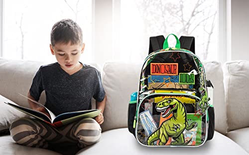 MOHCO Kids Backpack 16in Clear Transparent Backpack See Through School Bookbag with Lunch Bag and Pencil Case boys and Girls