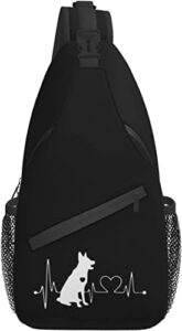 heartbeat german shepherd sling bag crossbody daypack travel hiking mini fashion shoulder backpack for men women kids
