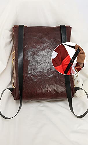 Cosplay.fm Brown PU Leather Bag Cute Backpack with Accessory