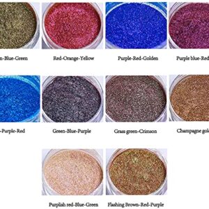 OSBANG 10 Colors Chameleon Mica Powder Color Shift Pigment Powder for Epoxy Resin Painting Soap Making Bath Bombs Candle Making Slime(0.1oz/jar)