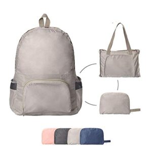 TRAVEL LITE FOLDABLE LIGHTWEIGHT DURABLE TRAVEL BACKPACK | PACKABLE BACKPACK | DAYPACK (Beige)