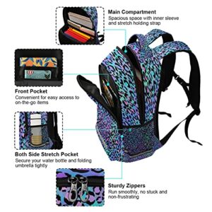 ALAZA Leopard Print Cheetah Purple Backpack for Students Boys Girls School Bag Travel Daypack