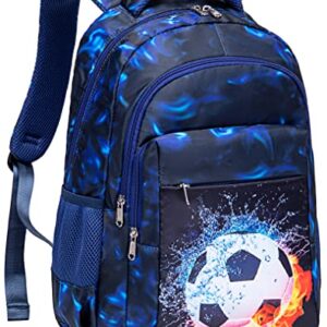 LEDAOU School Backpack Teen Boys Girls Bookbag Daypack School Bag (Football Black)