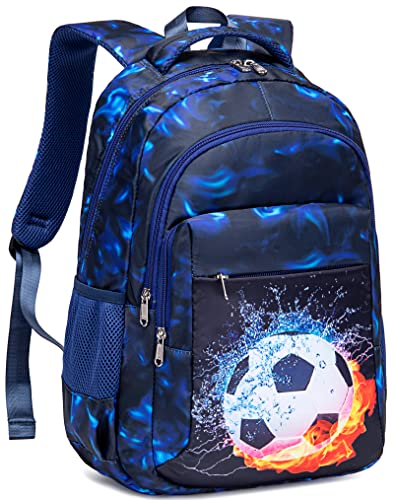 LEDAOU School Backpack Teen Boys Girls Bookbag Daypack School Bag (Football Black)