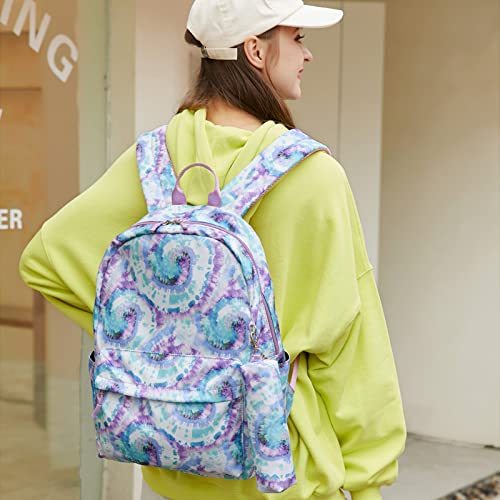 ZHIERNA School Backpack 3PCs Set With Lunch Bag, Tie Dye Bookbags with Pen Case For Teen Girls Kindergarten Elementary(Green)