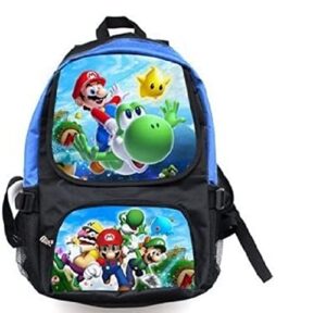 super mario (mario flying yoshi) and (mario luigi wario) full size school backpack 17″