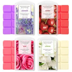la bellefÉe wax melts wax cubes, natural soy wax cubes candle melts, scented wax melts for wax warmer valentines day gifts decor, floral of rose, lavender, jasmine, cherry for spa relaxing, bath, yoga