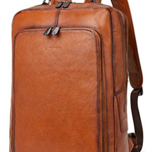 BOSTANTEN Men Vintage Leather Backpack 15.6 inch Laptop Backpack Travel Casual Bag Large Capacity Shoulder Bag