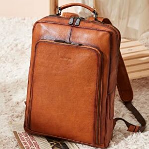 BOSTANTEN Men Vintage Leather Backpack 15.6 inch Laptop Backpack Travel Casual Bag Large Capacity Shoulder Bag