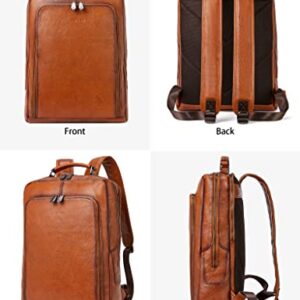 BOSTANTEN Men Vintage Leather Backpack 15.6 inch Laptop Backpack Travel Casual Bag Large Capacity Shoulder Bag